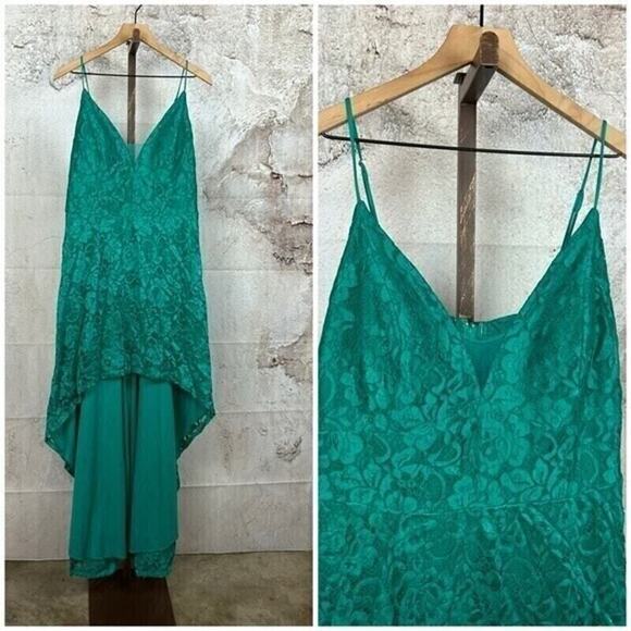 DB floral lace emerald goddess maxi dress size 20 whimsical glam boho formal - Picture 1 of 5
